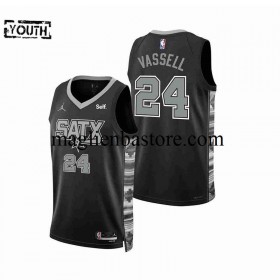 Maglia NBA San Antonio Spurs Devin Vassell 24 Jordan 2022-2023 Statement Edition Nero Swingman - Bambino